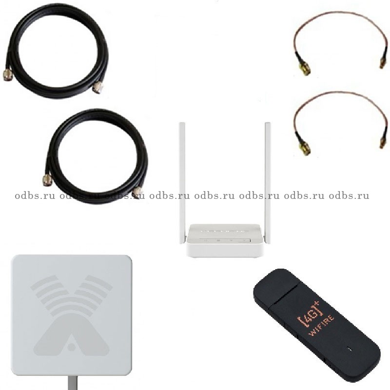 Комплект №А15: ZETA MIMO 2x2 + модем E3372 + роутер 3G-4G USB-WiFi Keenetic 4G (KN-1210)+ кабельная сборка N-N (15 метров) - 1