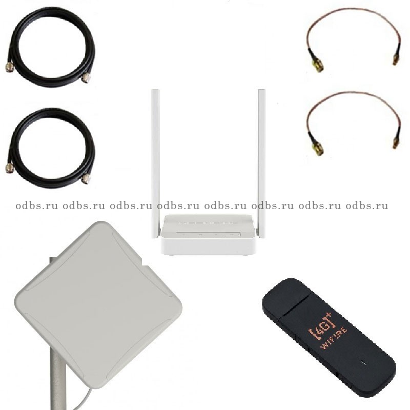 Комплект №А4: Petra Broad Band MIMO 2x2 3G - 4G(LTE) + модем E3372+ роутер 3G-4G USB-WiFi Keenetic 4G (KN-1210) + кабельная сборка N-N (5 метров) - 1