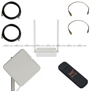 Комплект №А5 : Petra Broad Band MIMO 2x2 + модем E3372+ роутер 3G-4G USB-WiFi Keenetic 4G (KN-1210)+ кабельная сборка N-N (10 метров) - 1