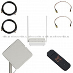 Комплект №А4: Petra Broad Band MIMO 2x2 3G - 4G(LTE) + модем E3372+ роутер 3G-4G USB-WiFi Keenetic 4G (KN-1210) + кабельная сборка N-N (5 метров)