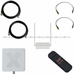 Комплект №А14: ZETA MIMO 2x2 + модем E3372 + роутер 3G-4G USB-WiFi Keenetic 4G (KN-1210)+ кабельная сборка N-N (10 метров)