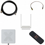 Комплект №А13: ZETA MIMO 2x2 + модем E3372 + роутер 3G-4G USB-WiFi Keenetic 4G (KN-1210)+ кабельная сборка N-N (5 метров)